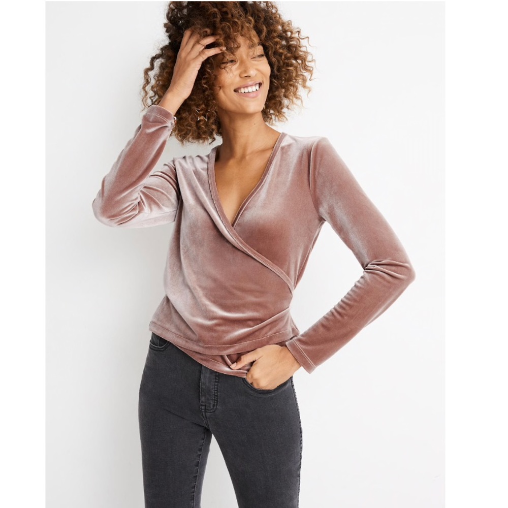 Madewell Velvet Ballet Wrap Top NWT - Picture 3 of 8